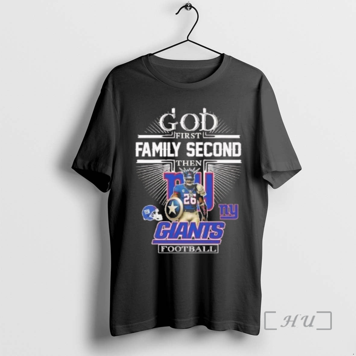 Officials God First Family Second Then New York Giants Football Mascot T-Shirts, Hoodie, Sweatshirt