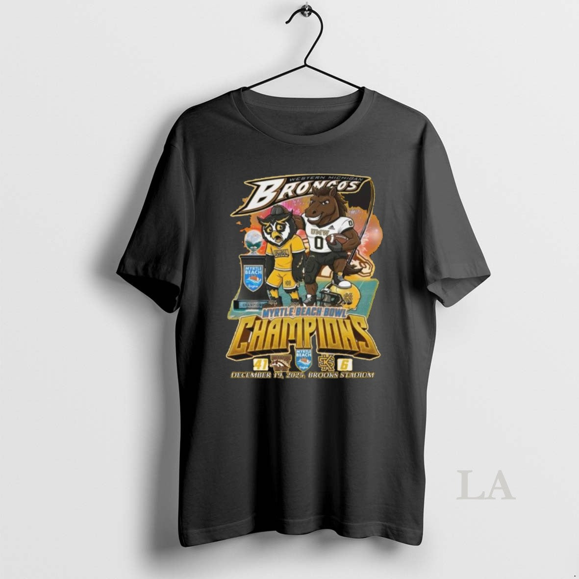 Original Western Michigan Broncos Myrtle Beach Bowl Champions 2025 Beat Kennesaw Mascot T-Shirts, Hoodie, Sweatshirt