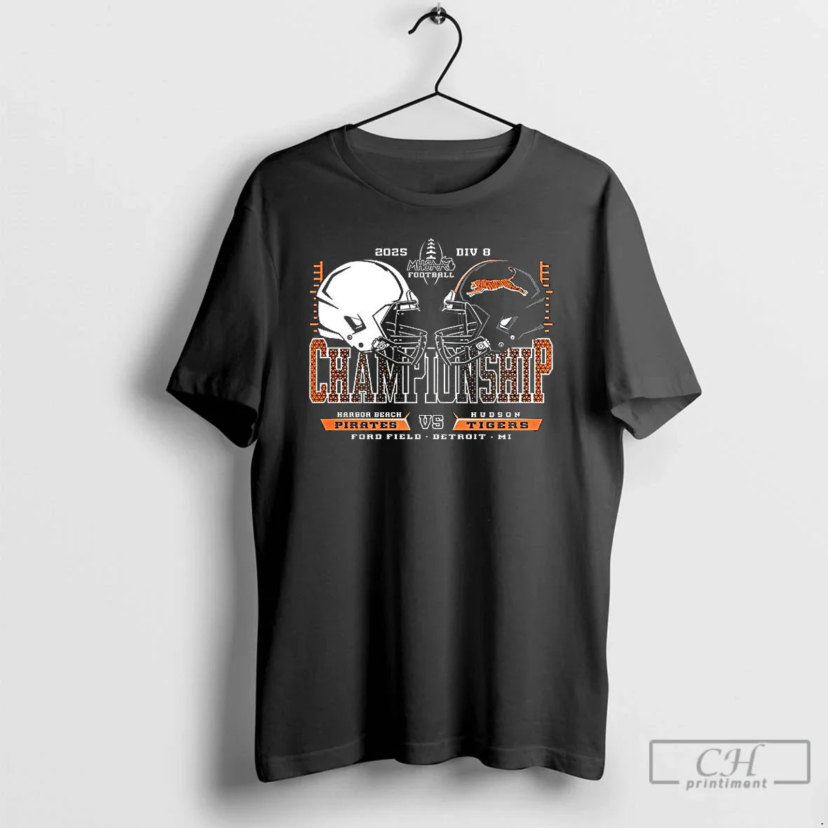 Harbor Beach Pirates Vs Hudson Tigers 2025 Mhsaa Football Division 8 H2h Championship T-Shirts, Hoodie, Sweatshirt