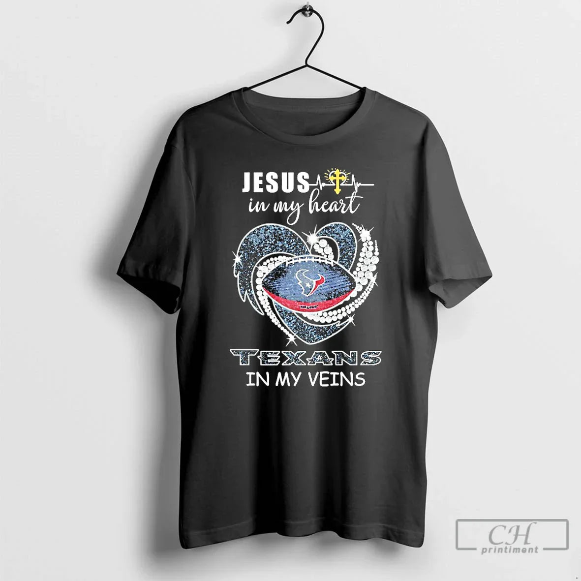Jesus My Heart Houston Texans My Veins Logo Team T-Shirts, Hoodie, Sweatshirt