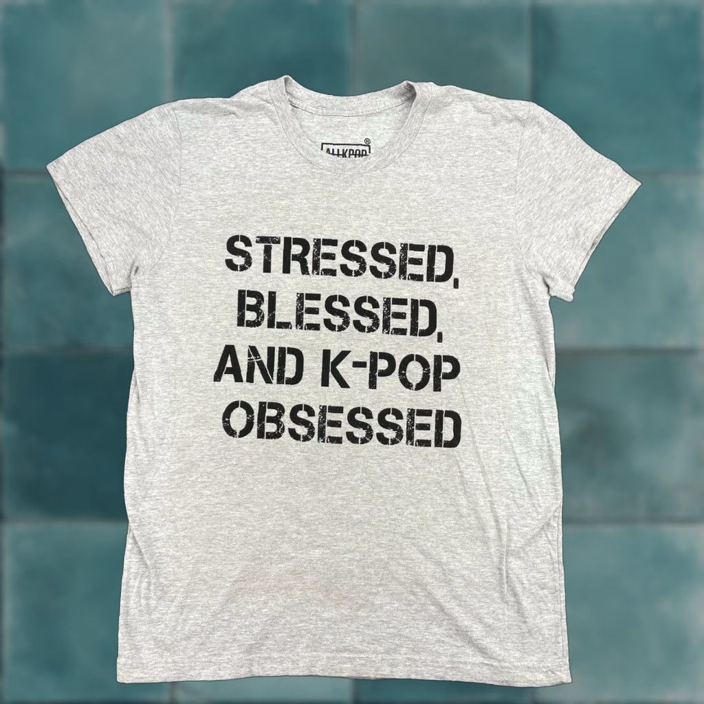 Vintage Allkpop Stressed Blessed And K Pop Obsessed Womens T Shirt Xxl Kpop Korean Music Gray 2xl Hoodie, Sweatshirt