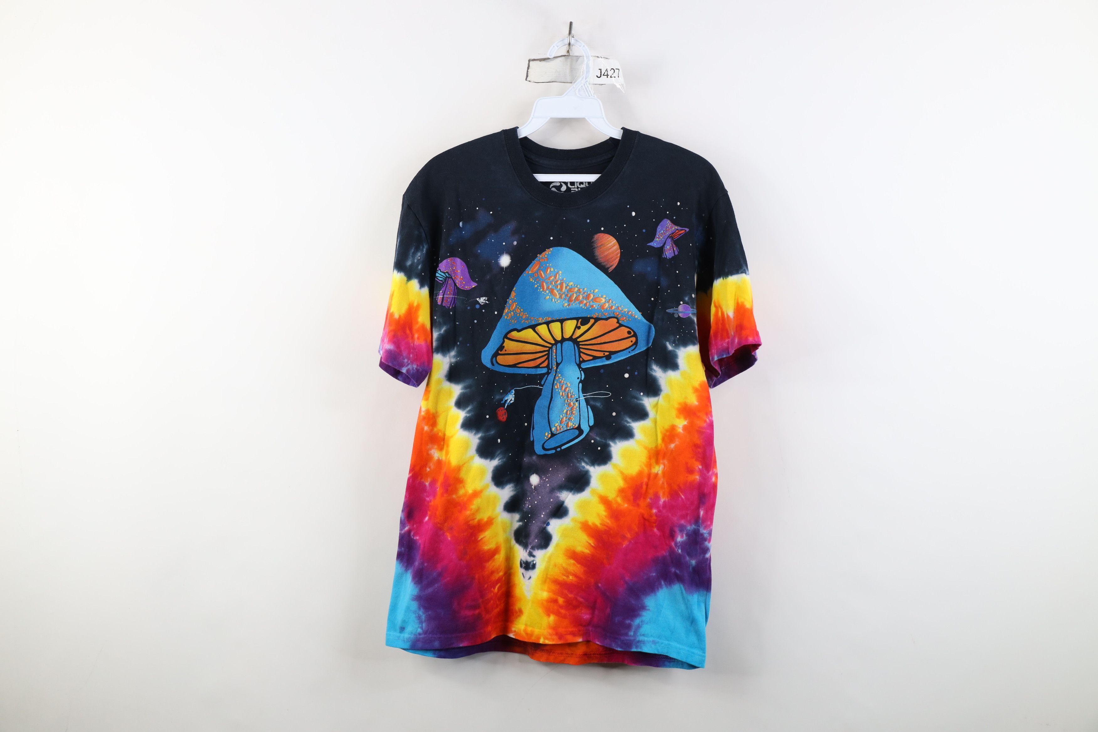 Blue Y2k Liquid Blue Rainbow Wash Mushroom Trip T Shirt Trippy