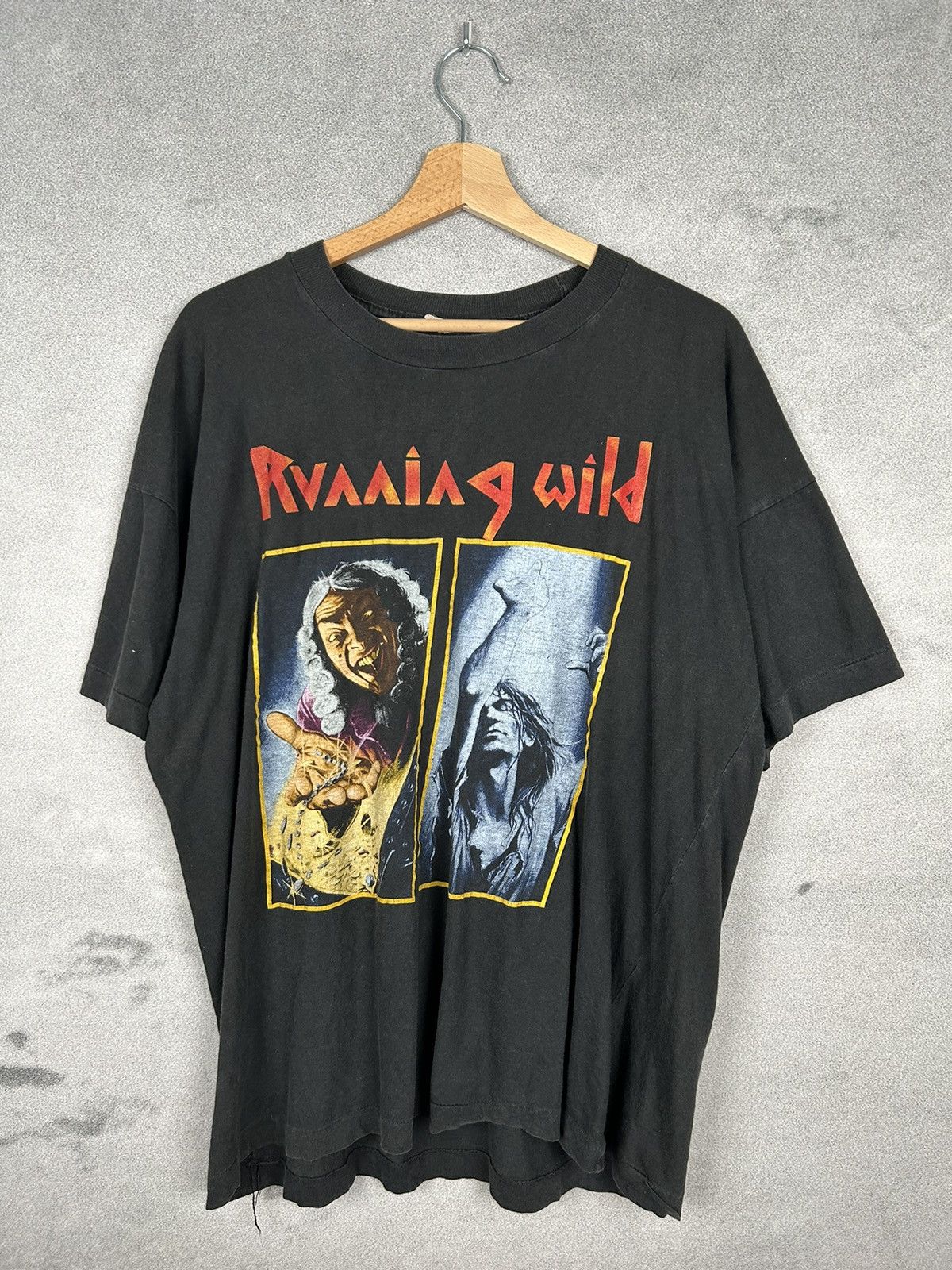 Band Tees Vintage Running Wild 1990 European Tour Ultra Rare Graphic Hoodie, Sweatshirt | FlexRushtees.com