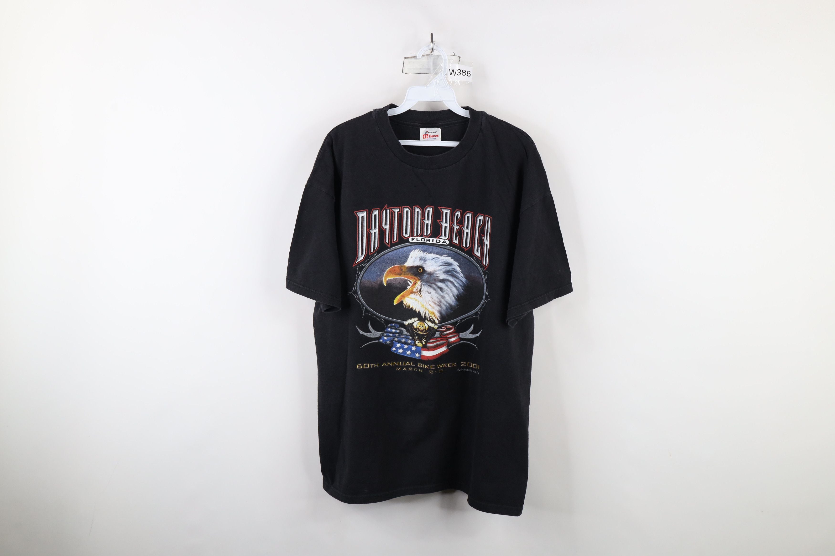 Vintage Y2k 2001 Beach Bike Week Eagle Tribal T Shirt Black