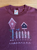 90s Vintage Jerzees Tee Shirt Hand Painted Birdhouse Art