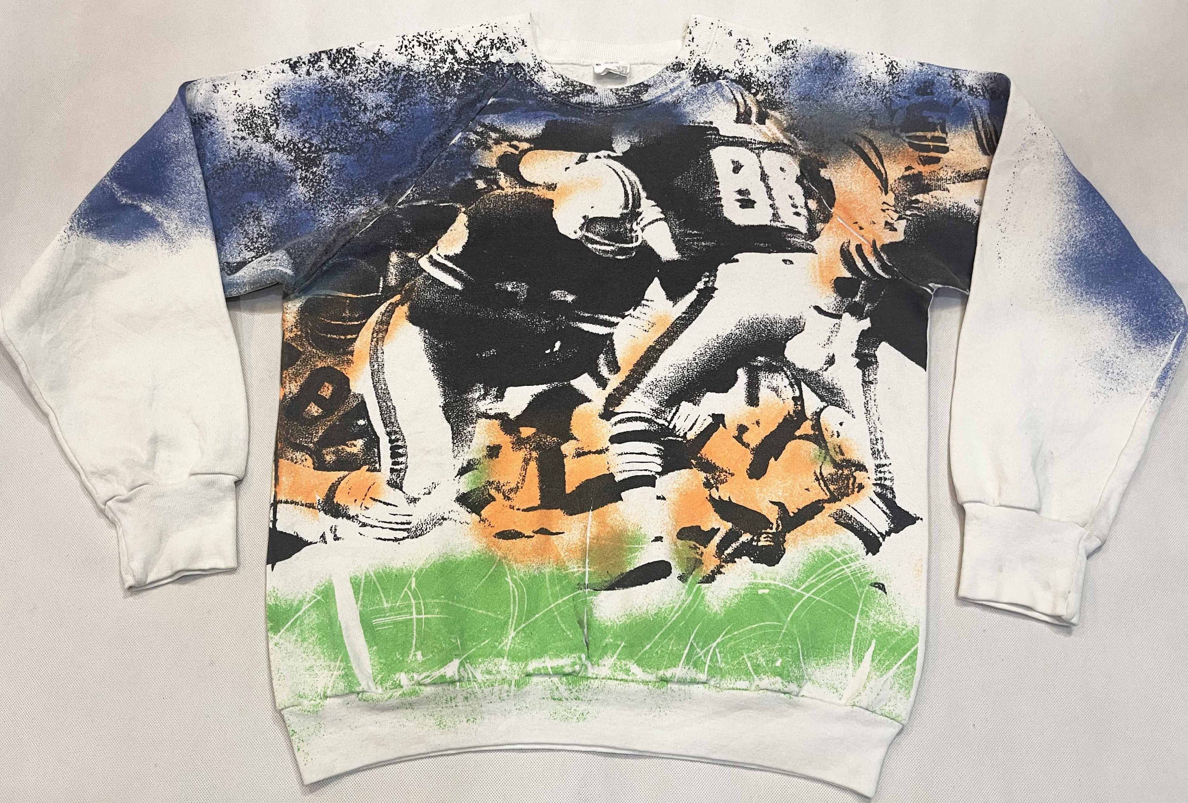 Vintage Fruit Of The Loom Football Aop Crewneck Sweatshirt