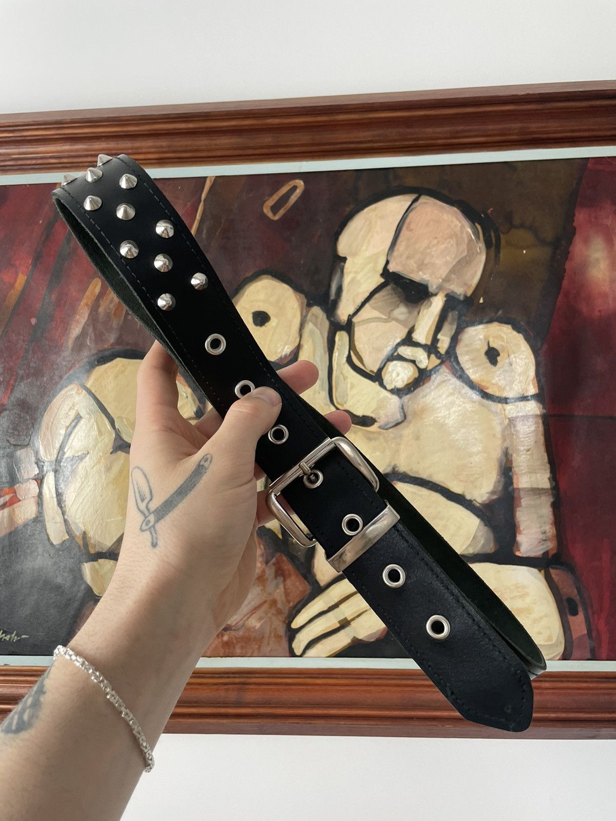 Vintage Black Belt Avant Garde Punk Rock Metal Hype Rare Y2k