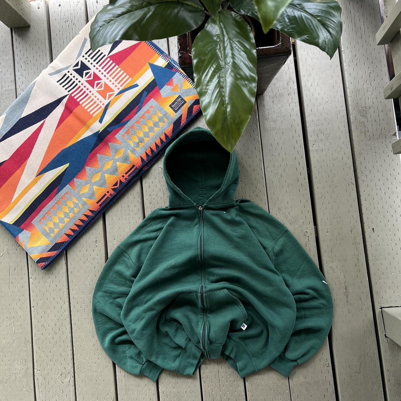 Athletic Vintage Russell Athletic Zip Up Hoodie Green Boxy Mens 90s