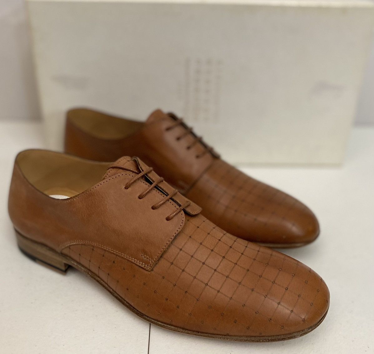 Margiela Maison Margiela 22 Brown Veg Tan Laser Matrix Derby 8 New