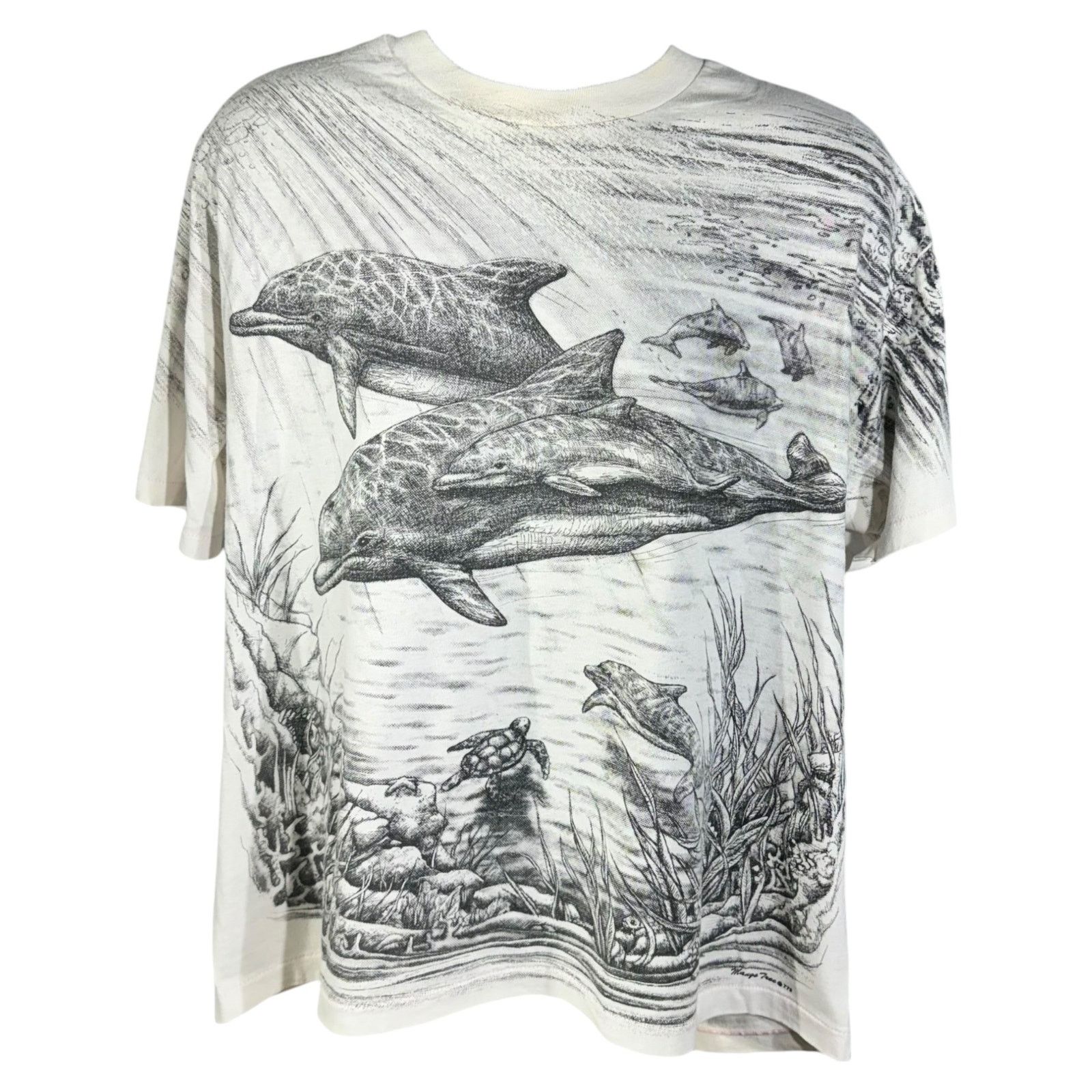 Hanes Vintage Bottlenose Dolphin Ocean Life Aop Tee