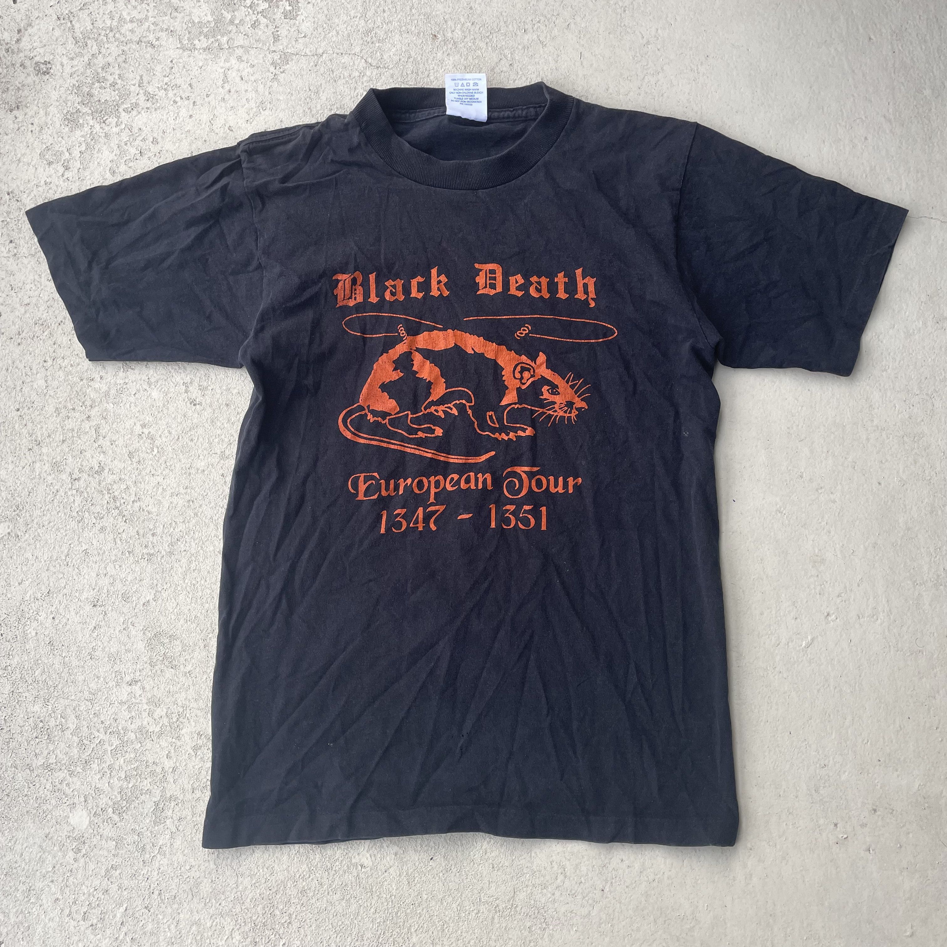 Vintage 90s Black Death European Tour 1347 1351 Tee Hoodie, Sweatshirt | FlexRushtees.com