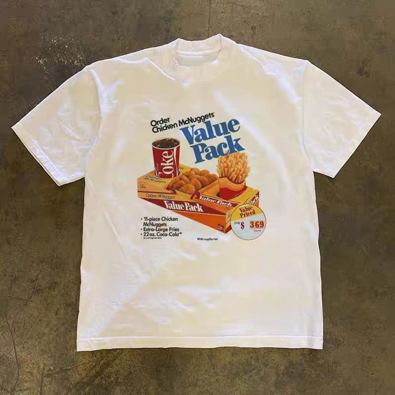 Vintage White Casual Retro Cola And French Fries Print T Shirt Hoodie, Sweatshirt | FlexRushtees.com