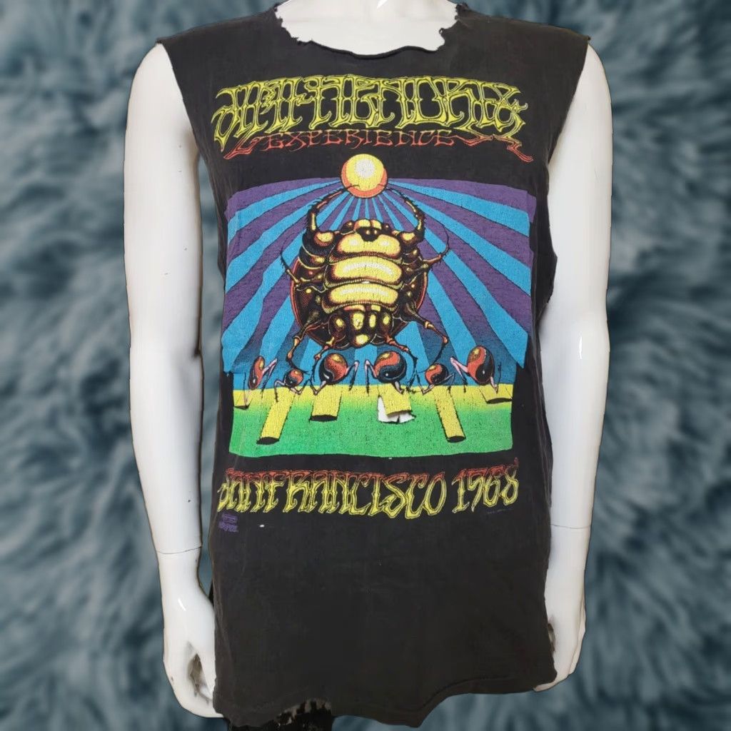 Vintage Vtg Jimi Hendrix San Francisco Beat Up Cut Up Sleeveless T Shirt Xl Winterland Mens Rock Mus Hoodie, Sweatshirt