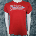 Vintage Vtg Muskegon Chronicle T Shirt Screen Stars Red 70s 80s Logo Short Sleeve Cotton Blend Large