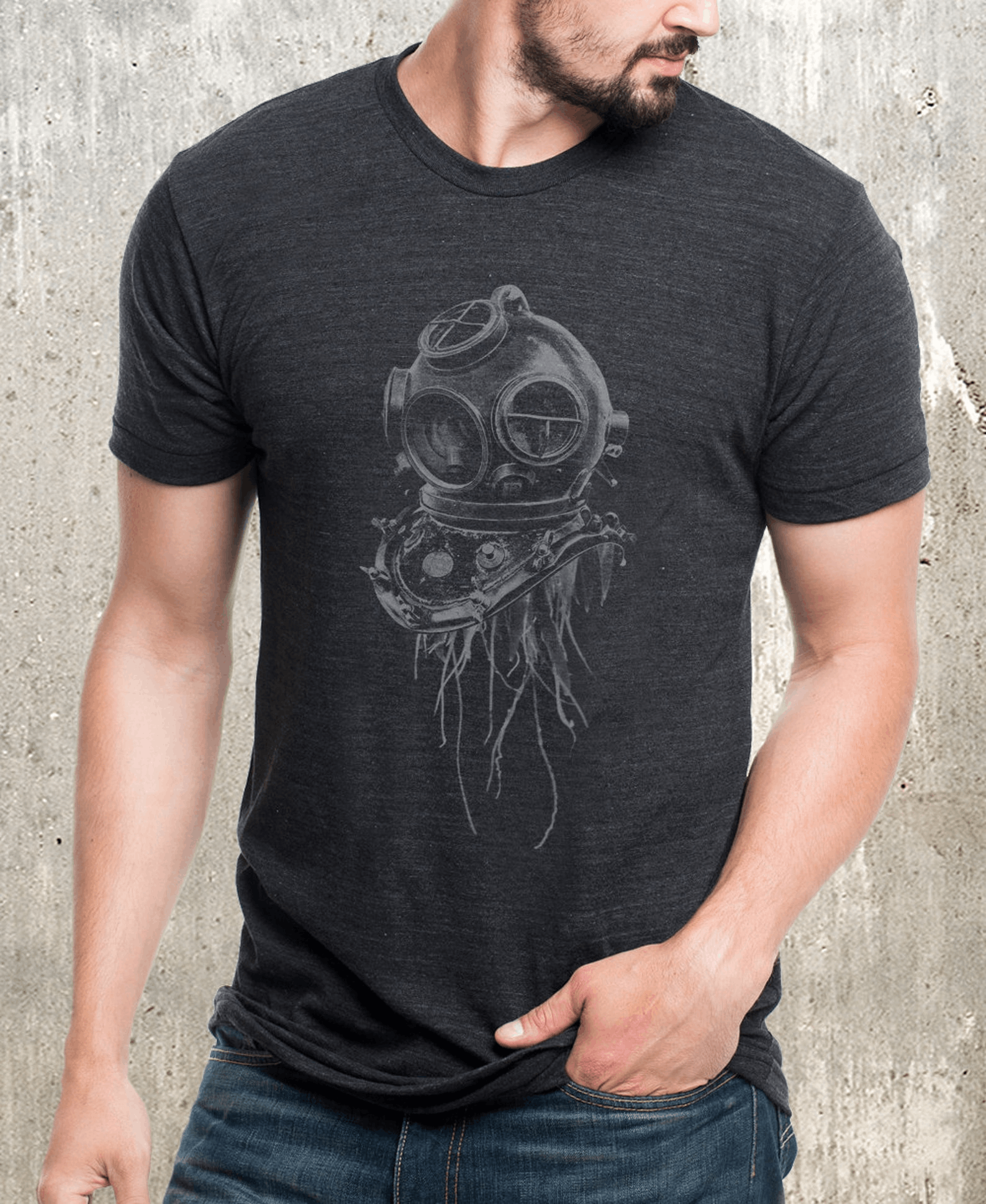 Vintage Men S Ocean Diving Jellyfish Graphic Tee