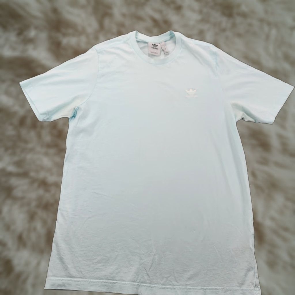 Adidas Shirt Mens Large Blue Logo Short Sleeve Crew Neck Tee Casual