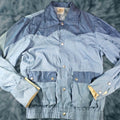 Vintage Back To The Future Blue Chambray Snap Up Long Sleeve Shirt Men Size S