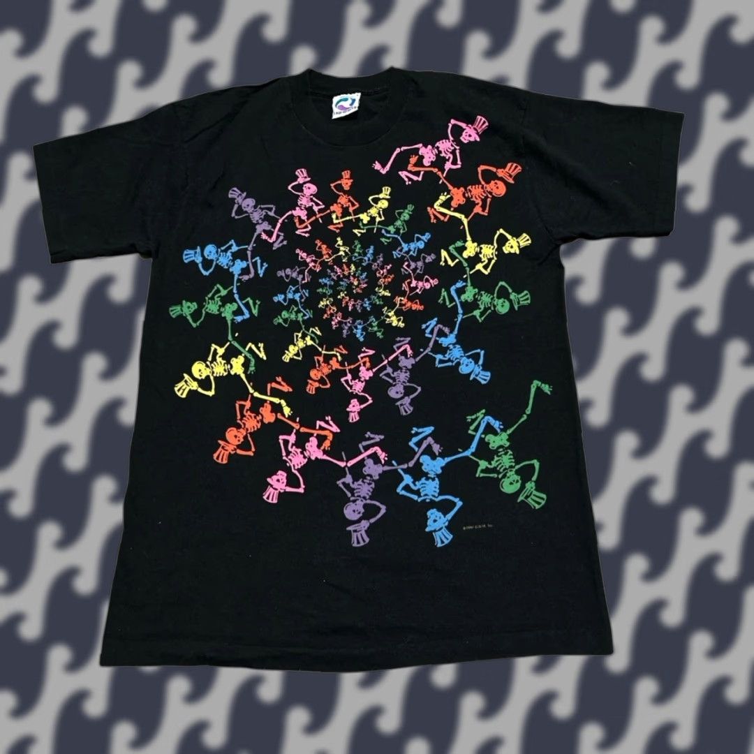 Liquid Blue Vintage Grateful Dead T Shirt Men M L 1990s Black Graphic Tee Skeleton Psychedelic Gfd