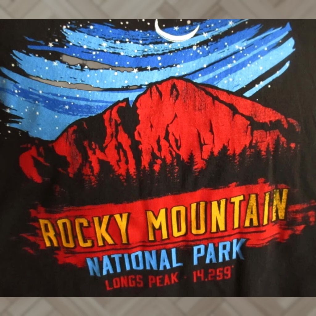 Vintage 1990s Colorado Rocky Mountain Park T Shirt Men Medium Black Graphic Tee