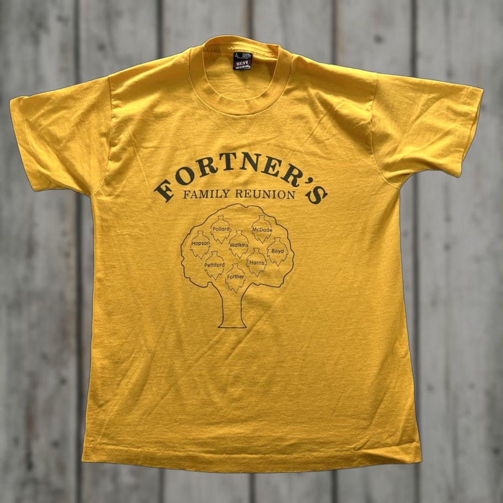 Fruit Of The Loom Vintage Fruit Of The Loom Shirt Mens Large Yellow 90s Fortner Family Reunion Graph