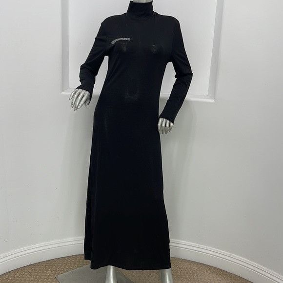 Pangaia Black Text Print High Neck Long Sleeve Woven Midi Dr T-Shirts, Hoodie, Sweatshirt | AU16VibeMintTees.com