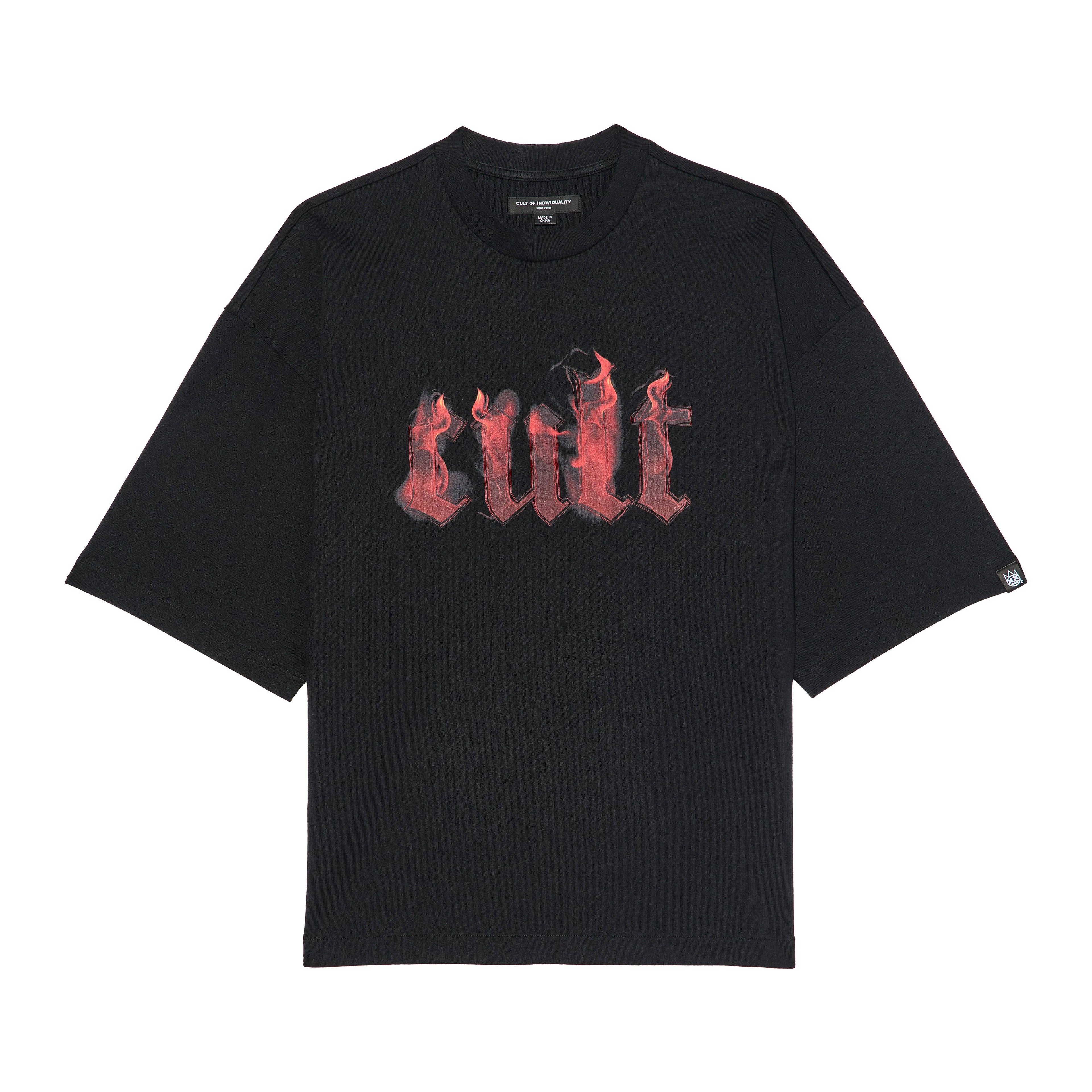 Cult's Oversized Short Sleeve Crew Neck Tee "Flame Logo"