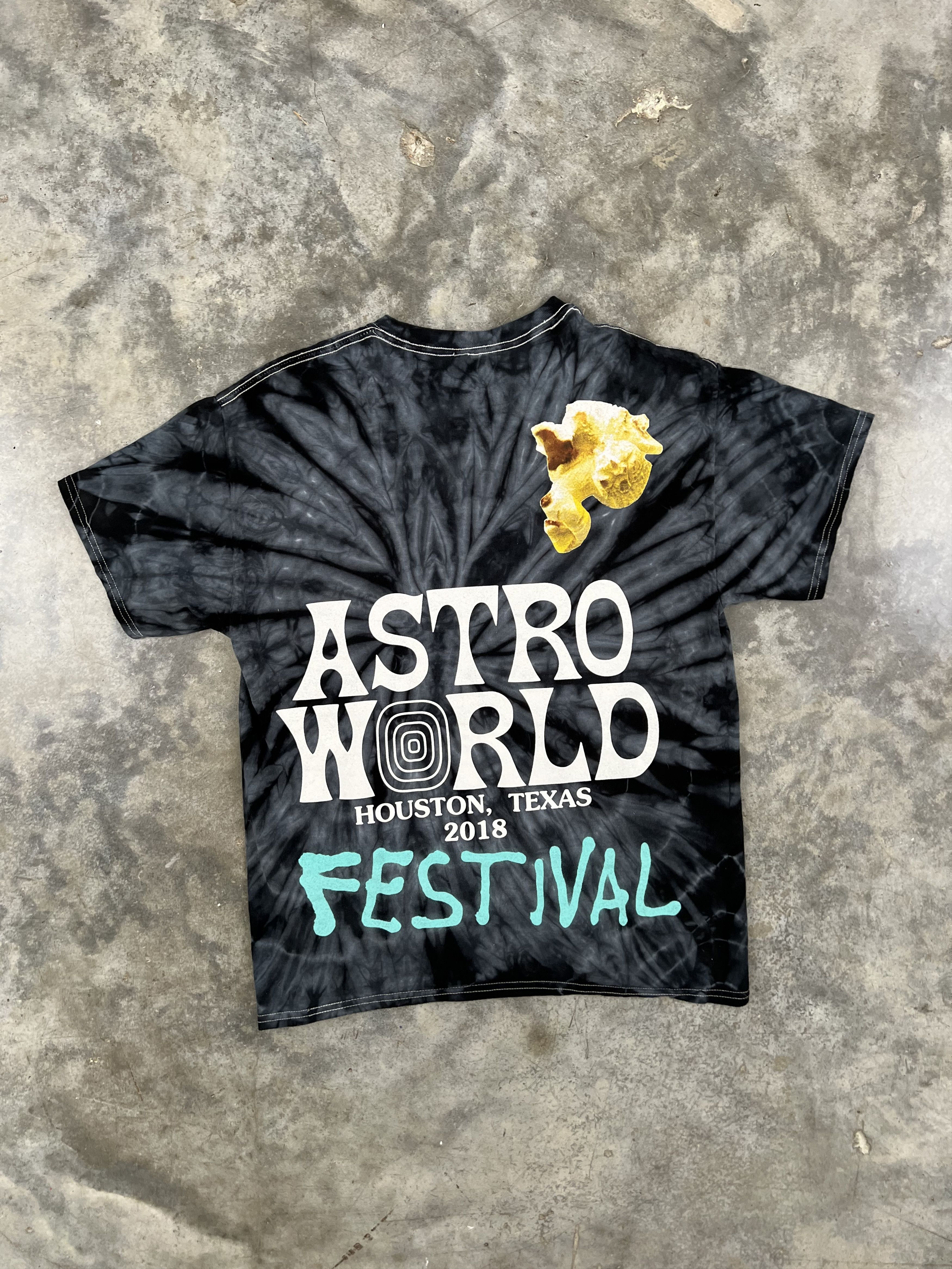 Scott Travis Scott Tie Dye Astroworld Tie Dye Tee Large Popcorn