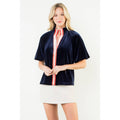 Velvet Trim Puff Sleeve Top