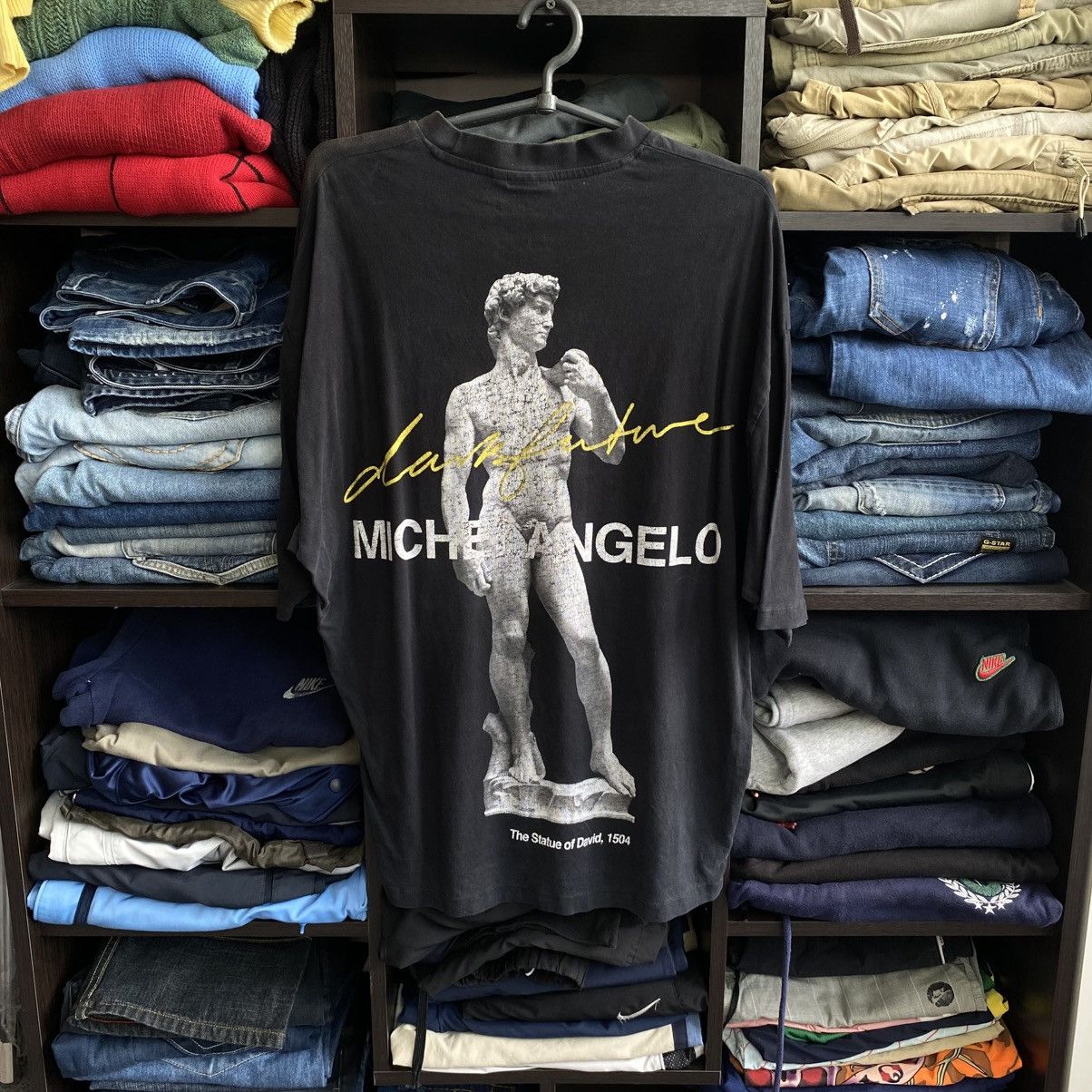 Designer Vintage Michelangelo Dark Future Big Logo Oversized Tee Hoodie, Sweatshirt | FlexRushtees.com