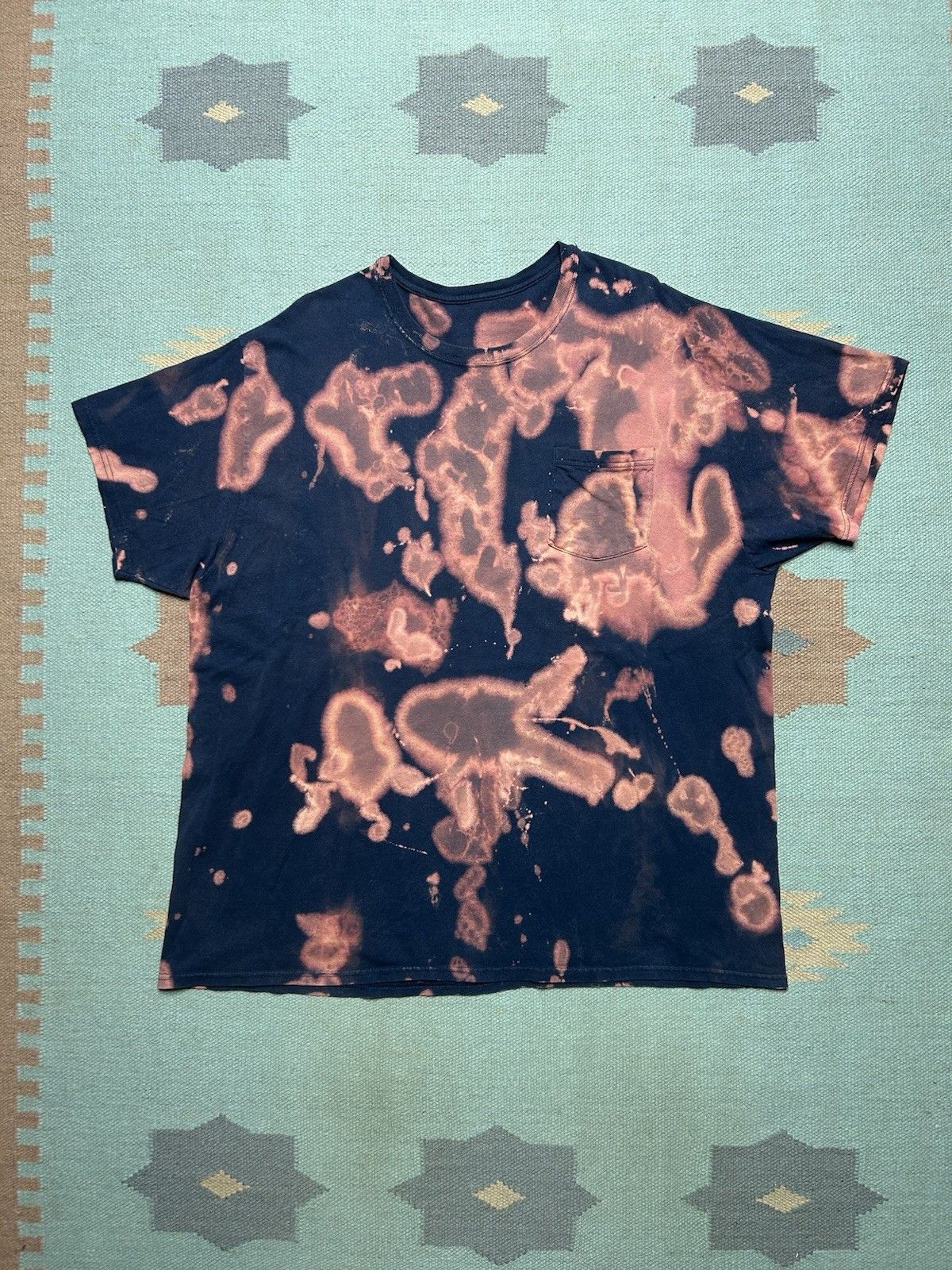 Vintage Bleach Tie Dye Pocket T Shirt Psychedelic Hippie Trippy Xl