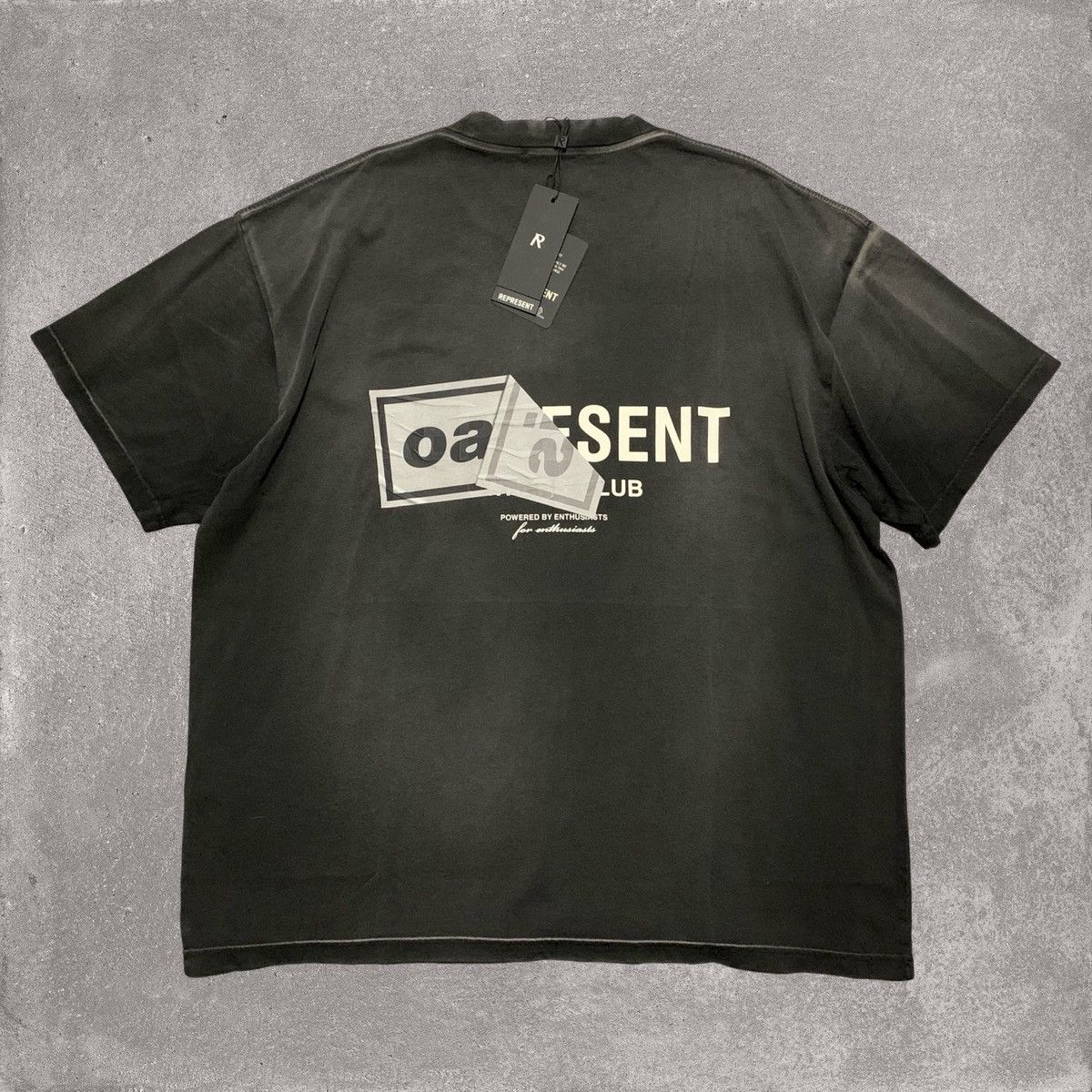 Clo Represent Xl Oasis Owners Club Stained Black Tee Hoodie, Sweatshirt | FlexRushtees.com