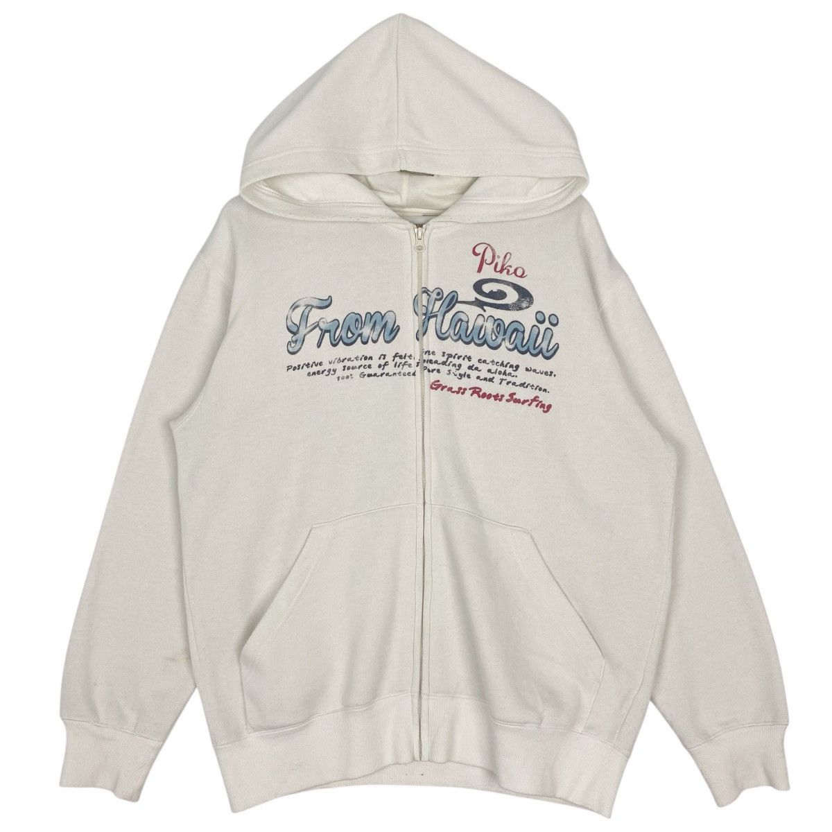Other Vintage Piko Hawaiian Printed Hoodie Gray Pullover Jumper