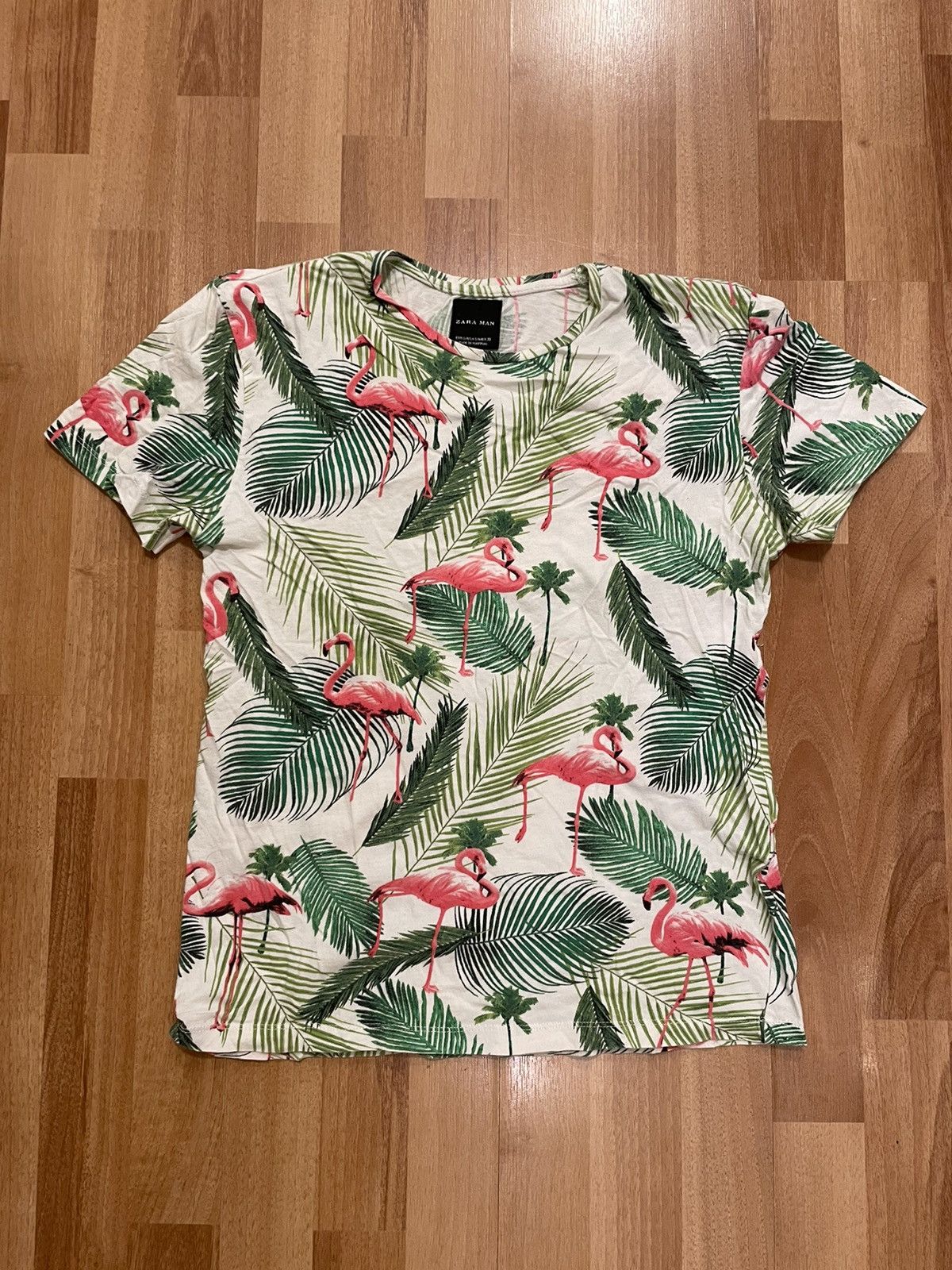 Zara Flamingo Palm Trees Beach Shirt