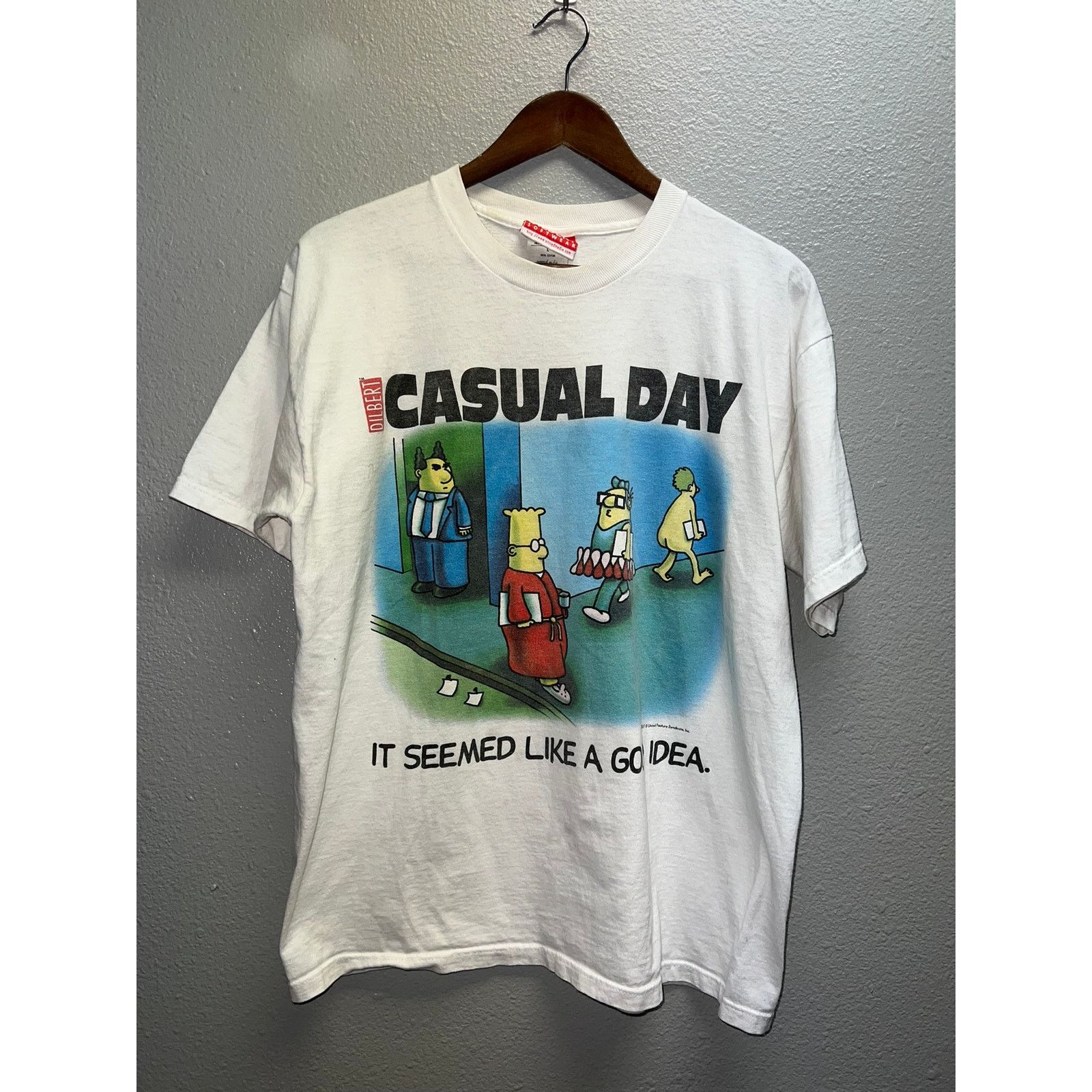 Vintage Dilbert Casual Day Shirt Softwear Media 90s Tee M Hoodie, Sweatshirt | FlexRushtees.com