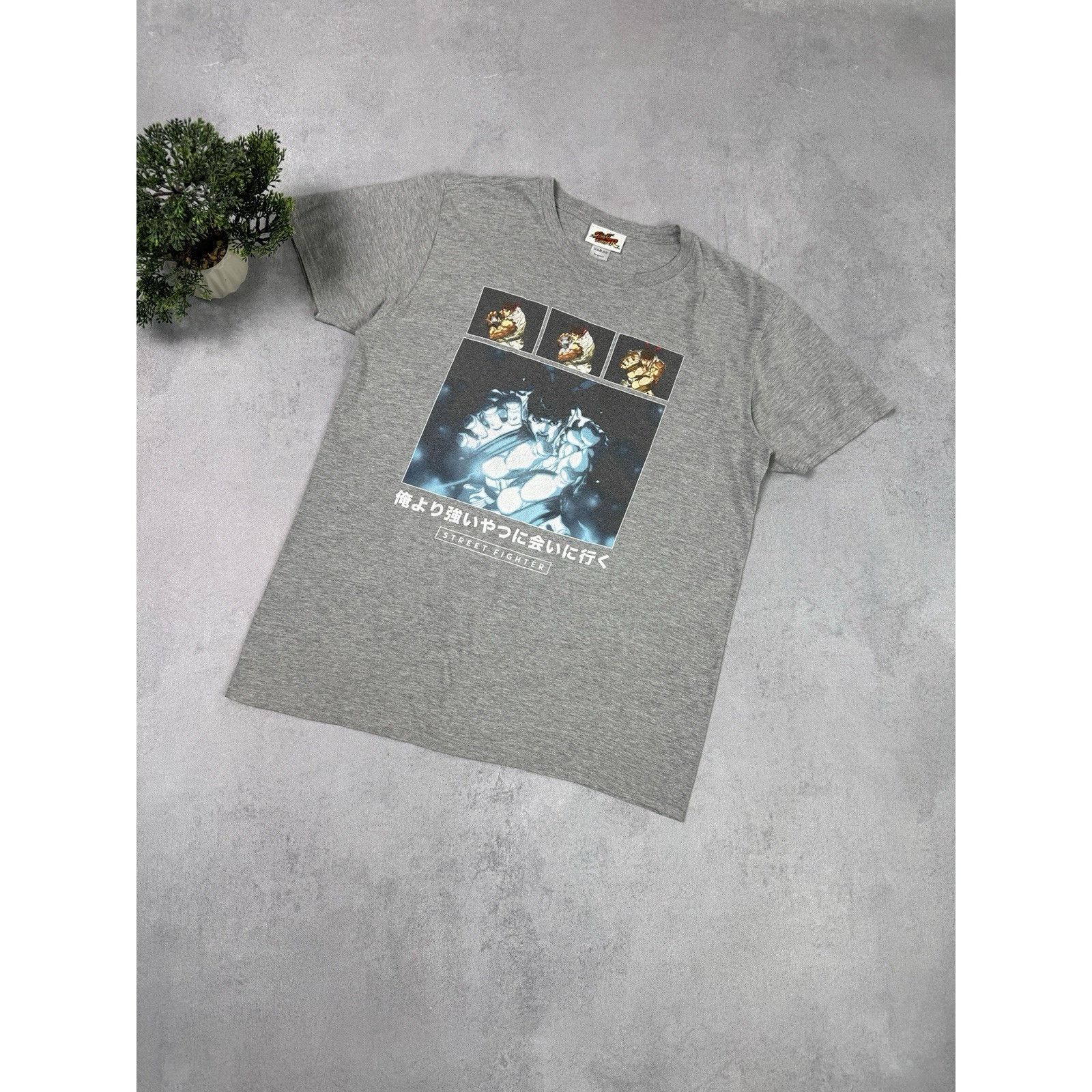 Fighter Street Fighter Ryu Hadoukan Video Game Grey T Shirt Size M