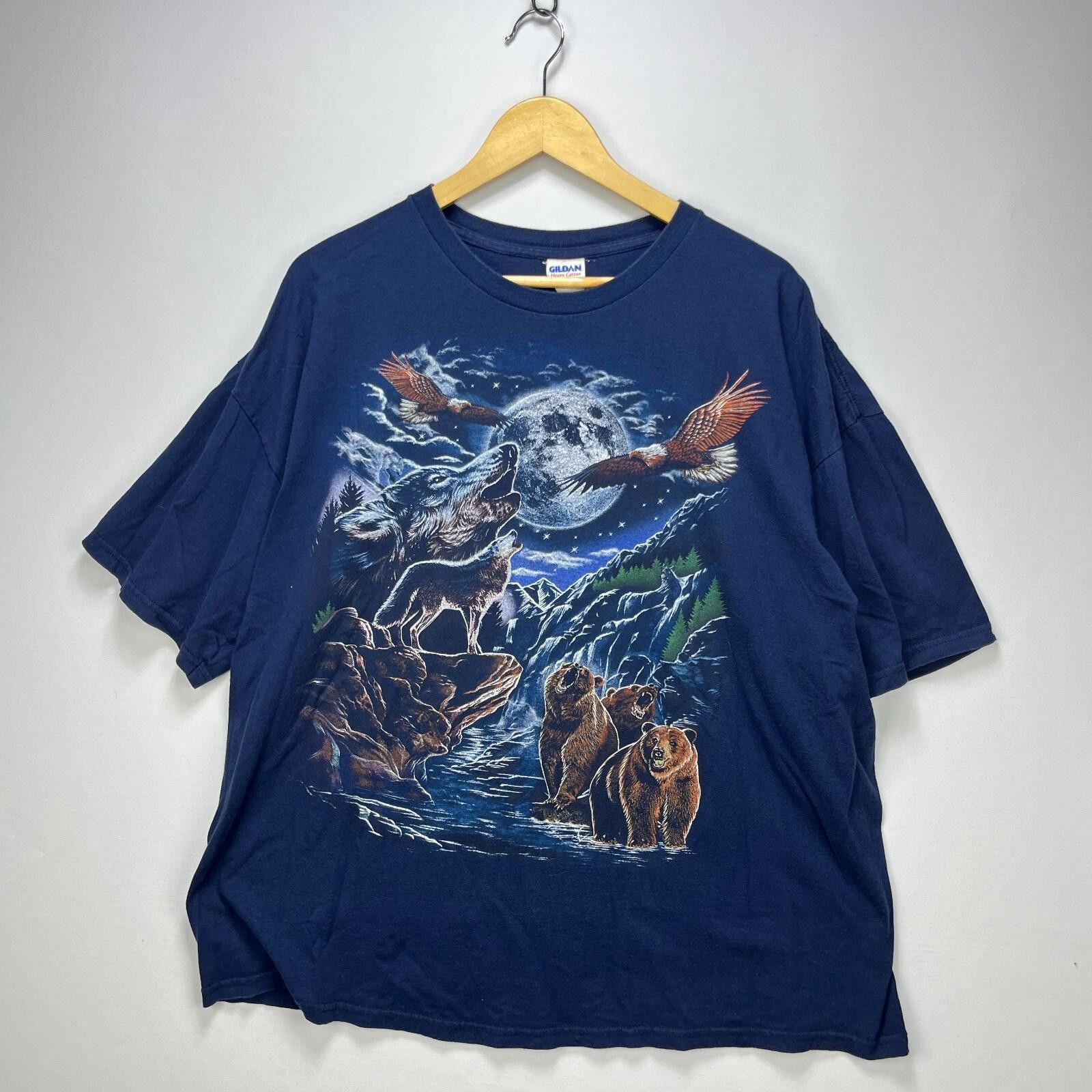 Vintage Animal Nature Wolf Eagle Shirt Xxl Hoodie, Sweatshirt | FlexRushtees.com