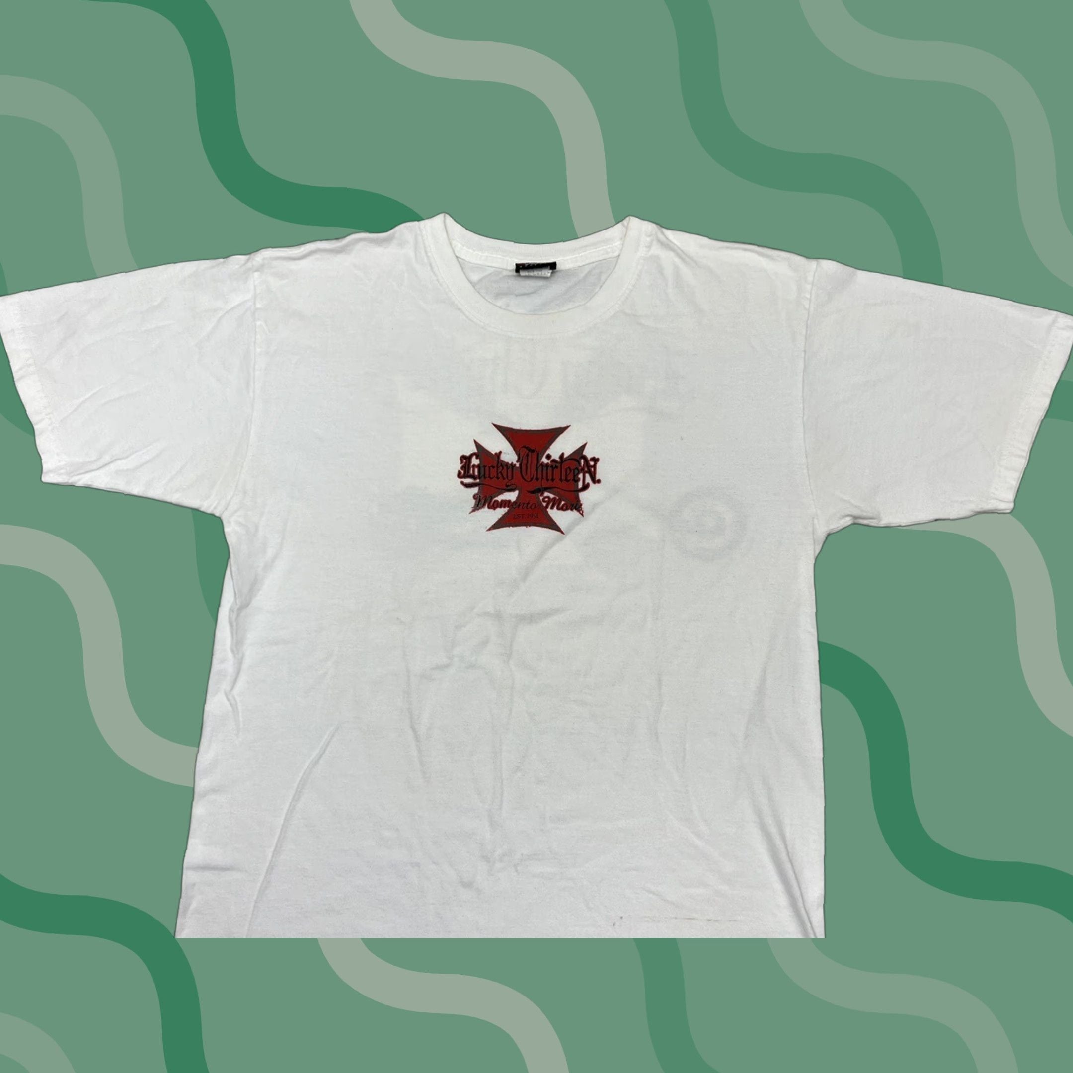 Doublet Vintage Lucky 13 T Shirt Shirt Mens M White Double Sided Biker Est 1991 2000s Casual Tee