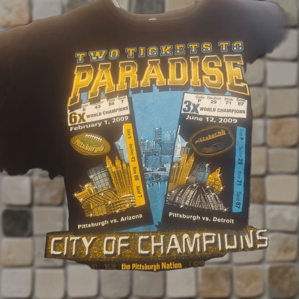 Paradise Pittsburgh T Shirt Xl Penguins Steelers 2009 Sports Nation 2 Tickets To Paradise Hoodie, Sweatshirt