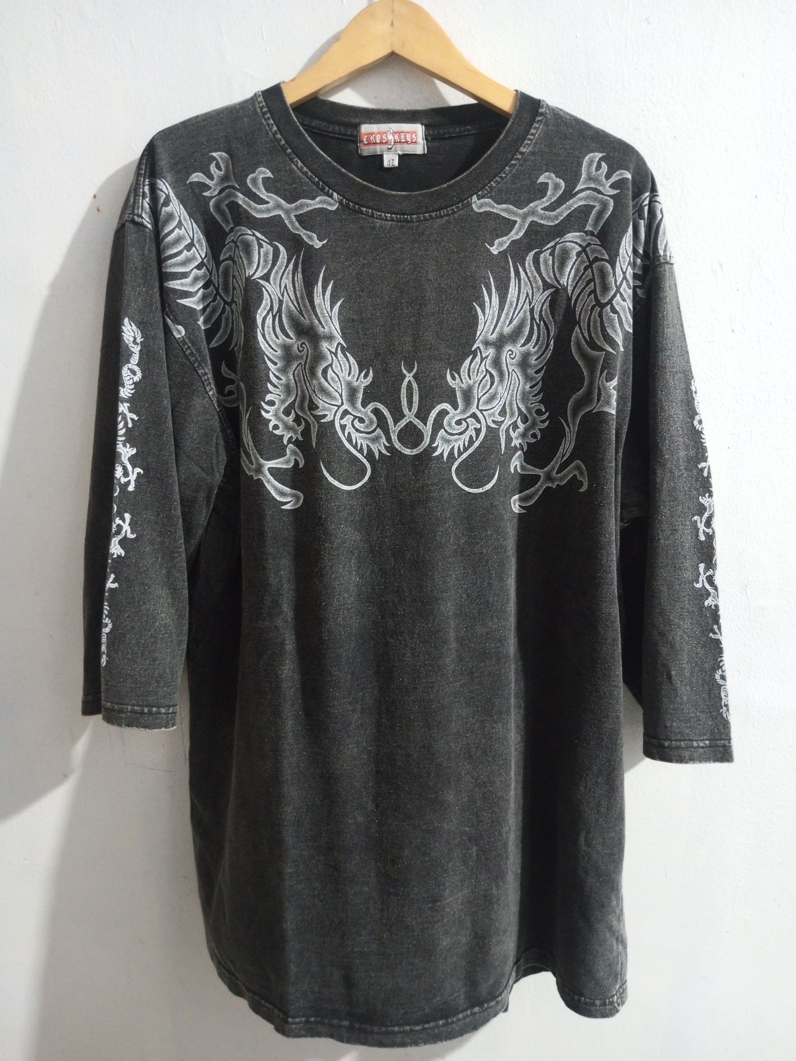 Hysteric Glamour Vintage Cross Keys Tribal Dragon Raglan Tee