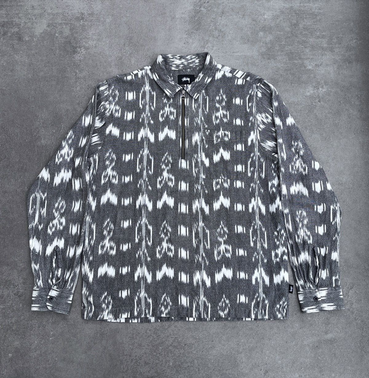 Vintage Stussy 1 2 Zip Aztec Ethnic Shirt Cotton