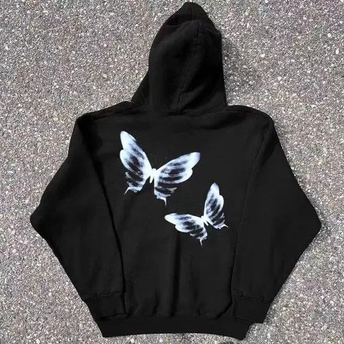 Vibe Hip Hop Diablo Style Butterfly Print L Hooded Sweatshirt