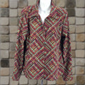 Vintage Retro Christopher Banks Top L Red Psychedelic Geo Funky Point Collar 70s Groovy