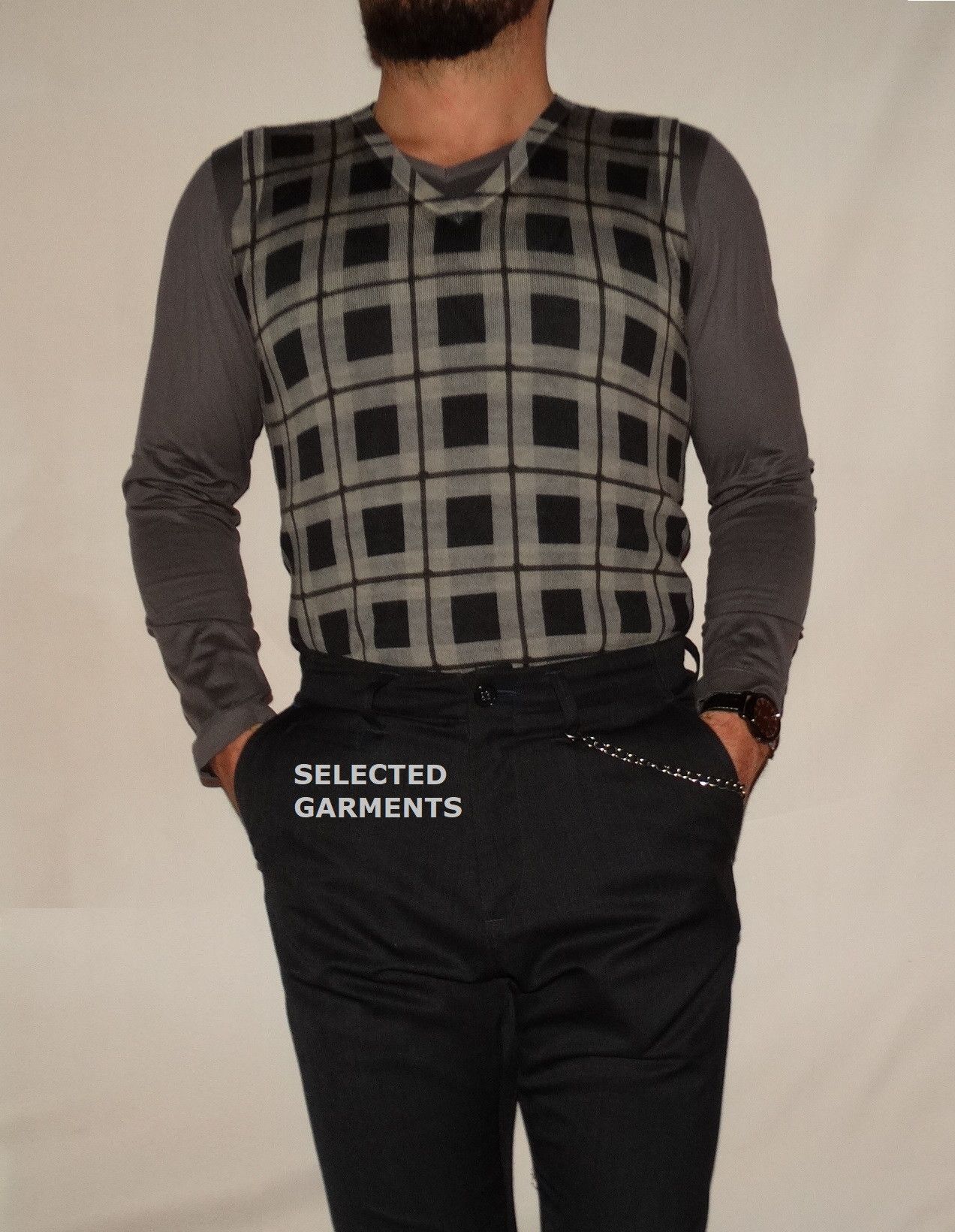 Smith Paul Smith Squarred Print 100 Wool Grey Dark Grey Made In Japan Size S M T-Shirts, Hoodie, Sweatshirt