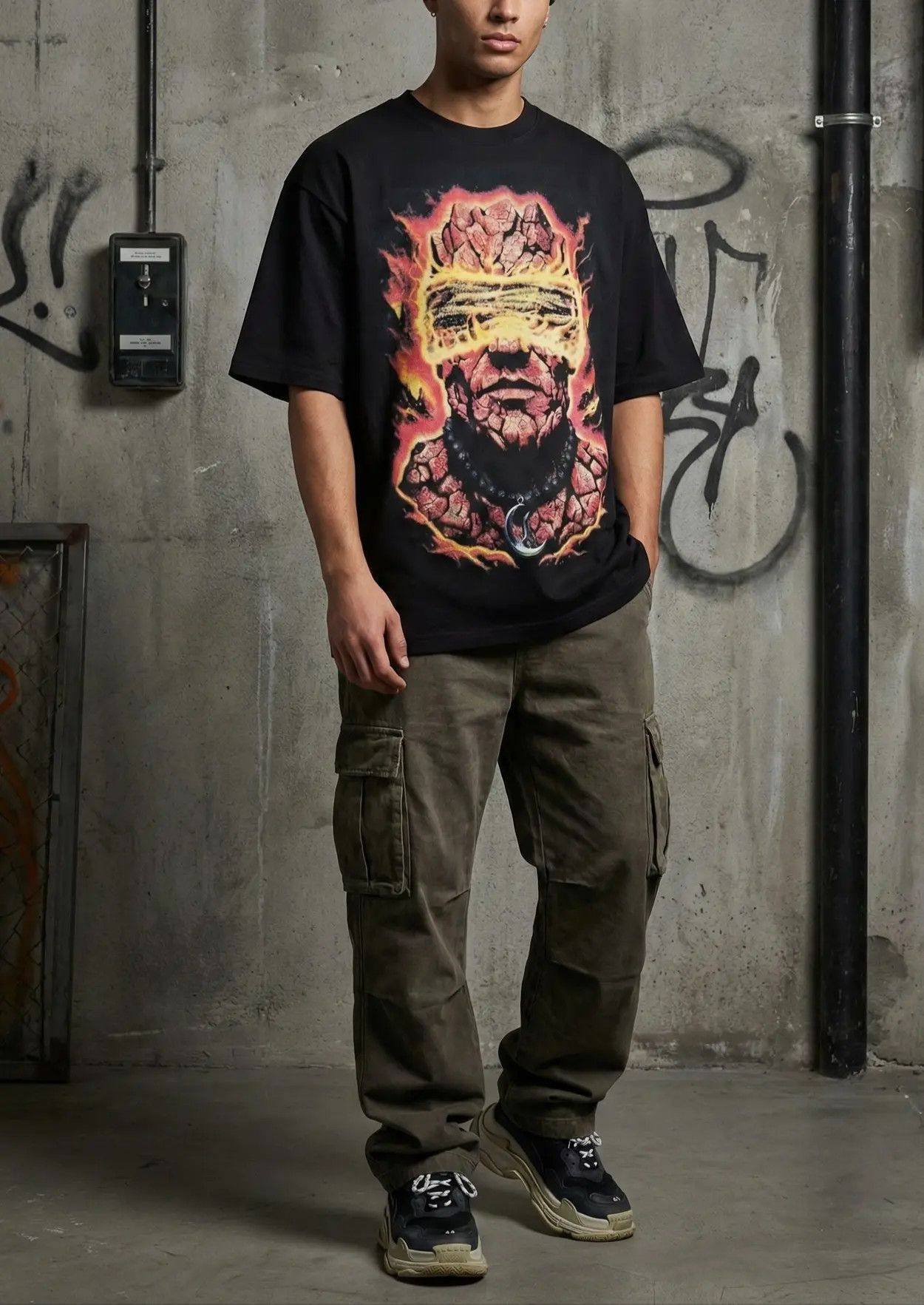 Other Blindness Red Giant Big Print Spirit Beast Oversized Tee Hoodie, Sweatshirt | FlexRushtees.com