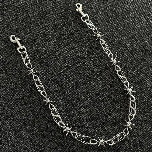 Jewelry Silver Barbed Wire Wallet Chain Edgy Metal Link Chain