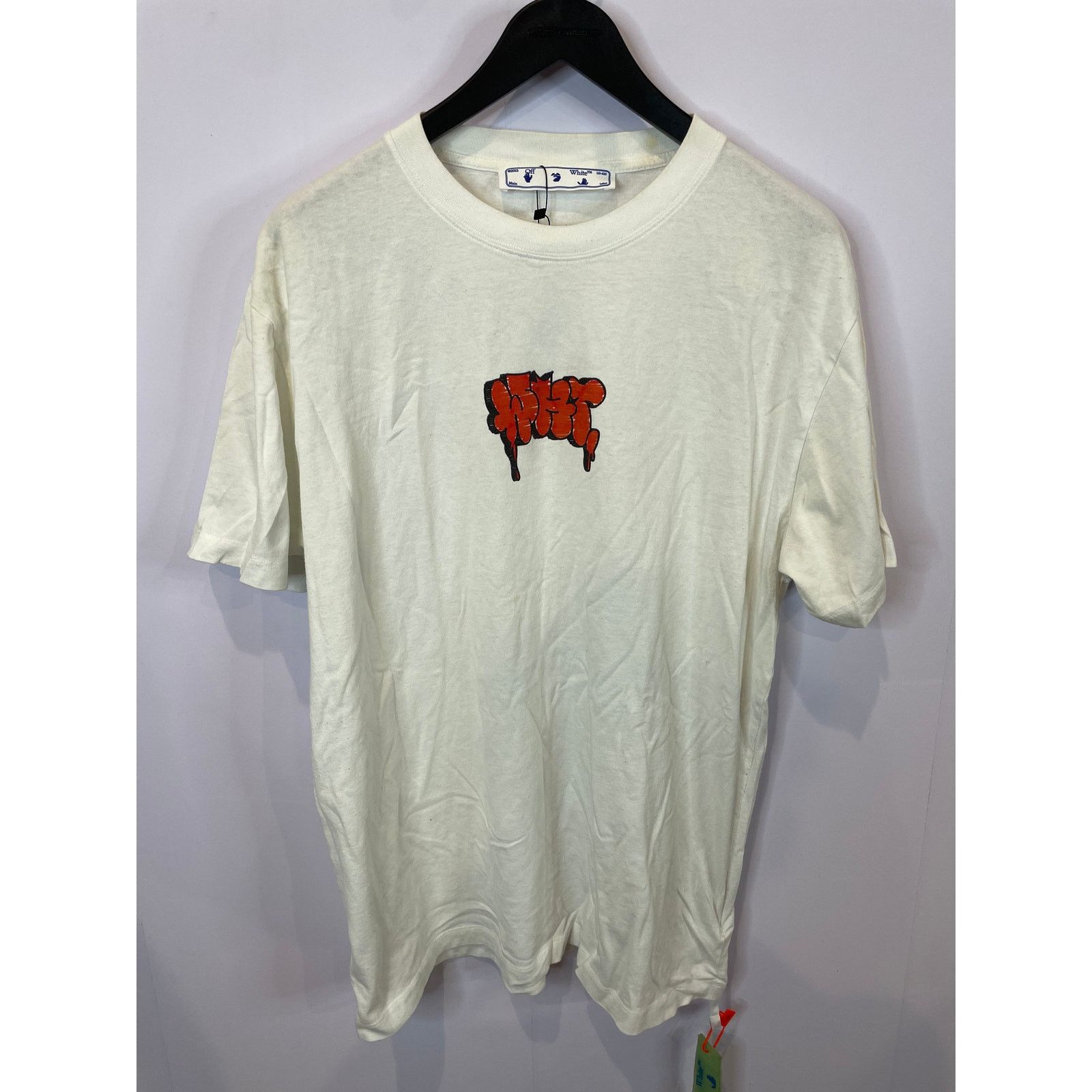 White Off White Tee White Red Spray Paint Used Xl Hoodie, Sweatshirt | FlexRushtees.com