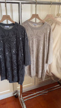 Cucinelli Brunello Cucinelli Brown Linen Sequin New Style Half Sleev