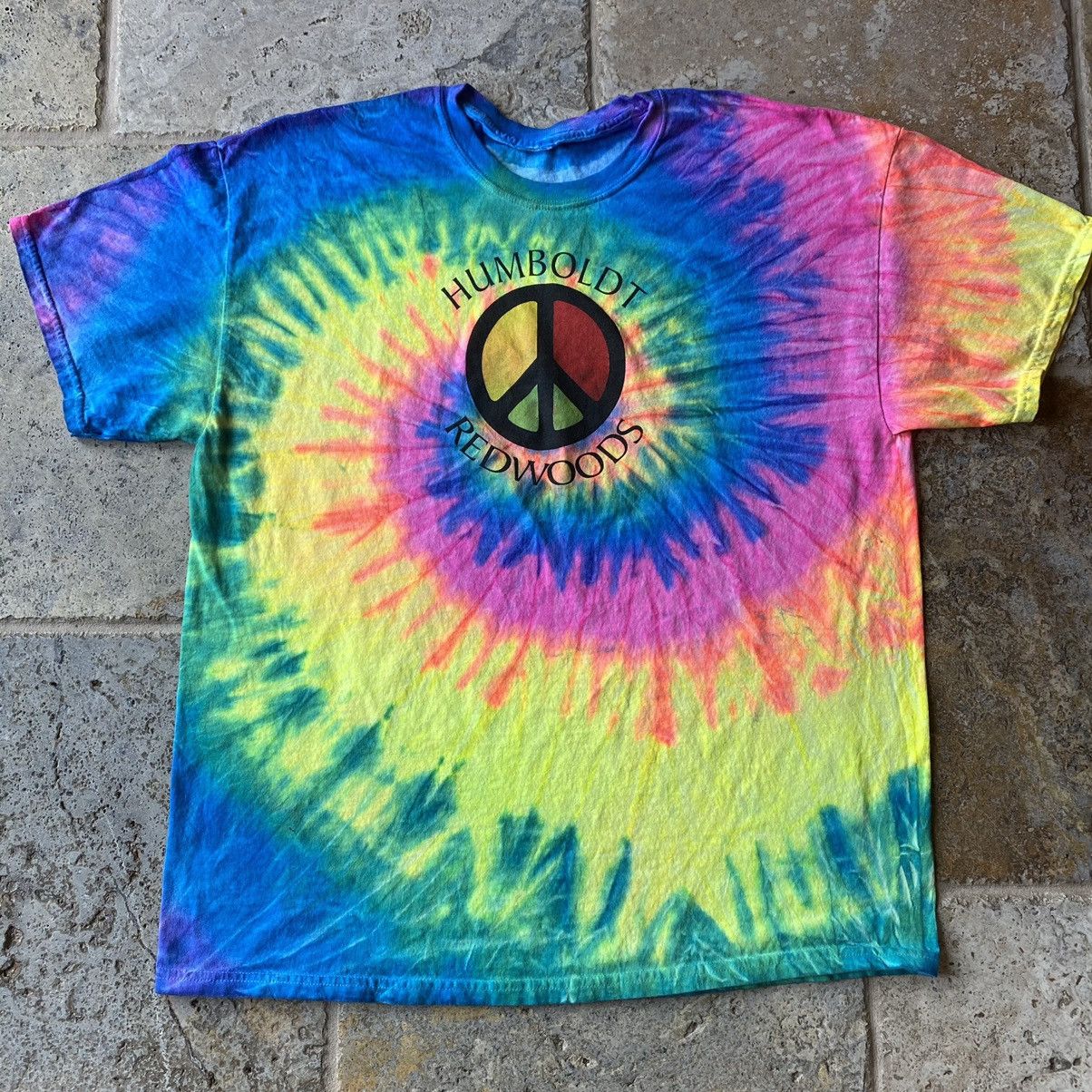 Vintage Humboldt Redwoods Psychedelic Tie Dye Peace Sign Travel Tee