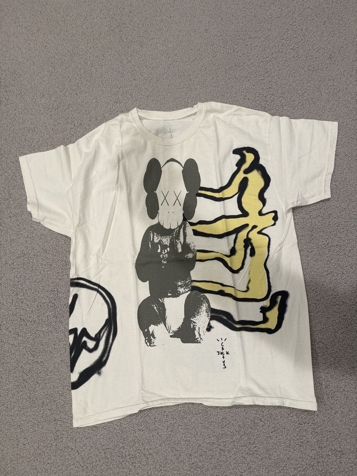 Kaws X Travis Scott Travis Scott Cactus Jack Kaws For Fragment Tee Medium Hoodie, Sweatshirt | FlexRushtees.com