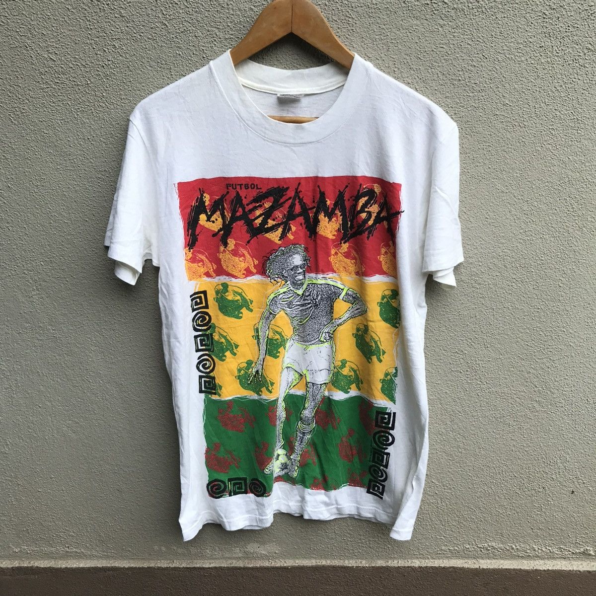 Vintage 80s Mazamba Cameroon Football Tee Handprinted Hoodie, Sweatshirt | FlexRushtees.com